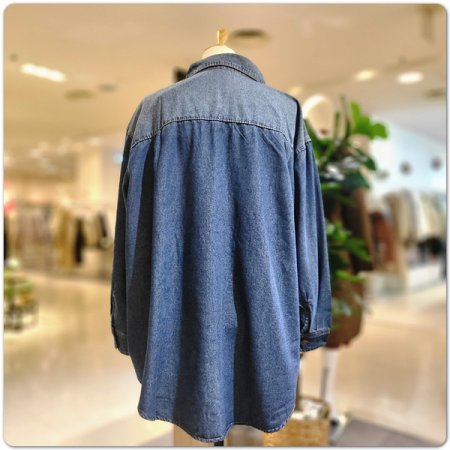 투톤데님블라우스