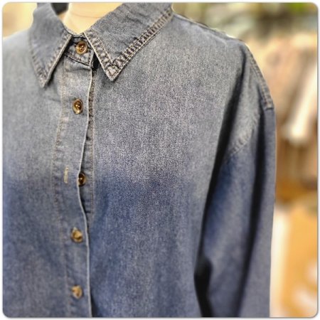 투톤데님블라우스