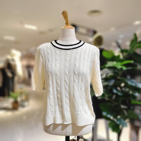 꽈배기짜임반팔니트