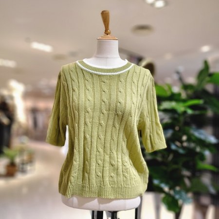 꽈배기짜임반팔니트