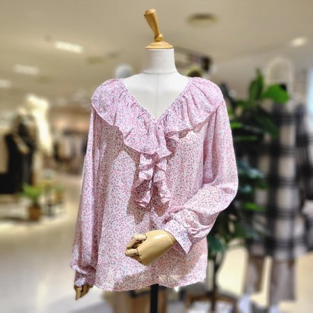 잔꽃무늬프릴쉬폰블라우스