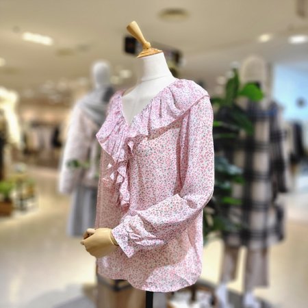 잔꽃무늬프릴쉬폰블라우스