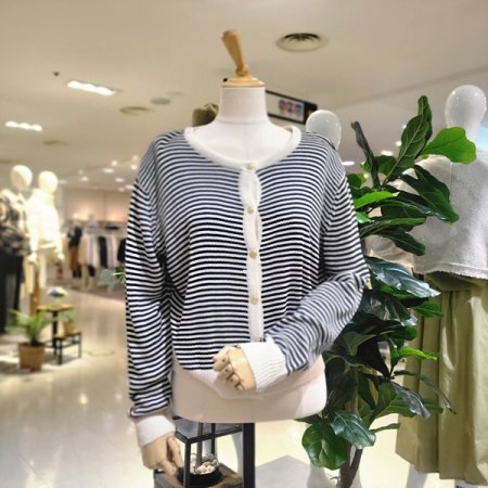 스트라이프라운드넥봄가디건