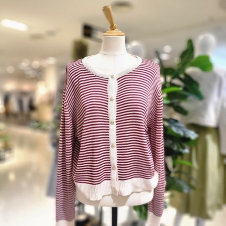 스트라이프라운드넥봄가디건