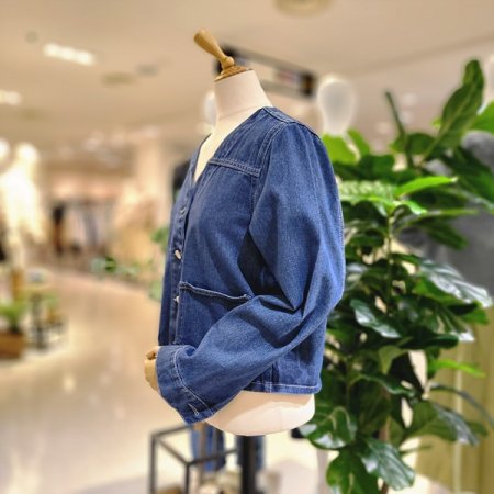 브이넥세미크롭청자켓