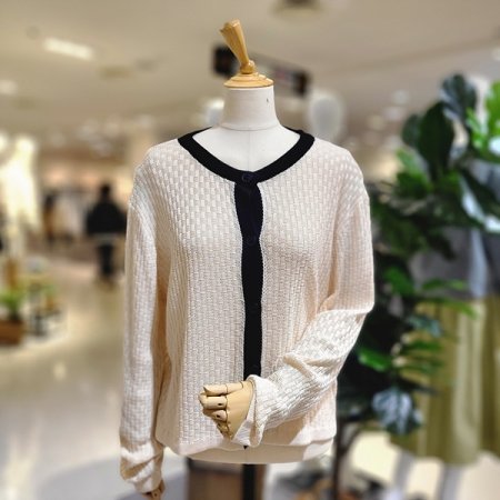 자가드패턴배색봄가디건