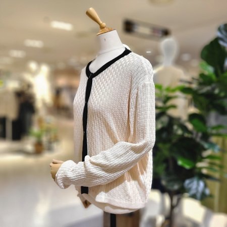 자가드패턴배색봄가디건