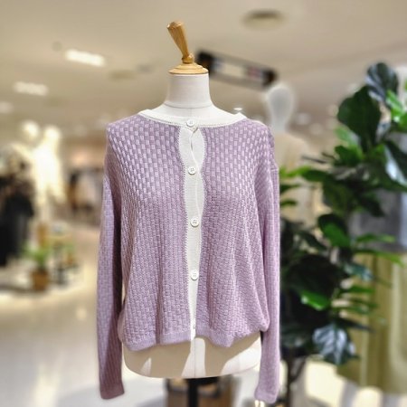 자가드패턴배색봄가디건