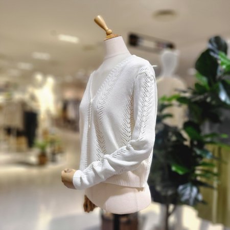 펀칭시보리롱소매가디건