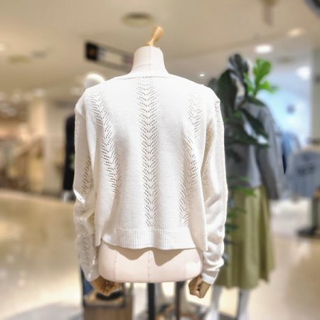 펀칭시보리롱소매가디건