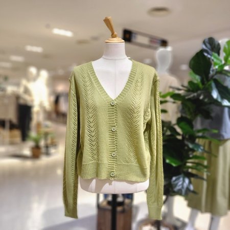 펀칭시보리롱소매가디건