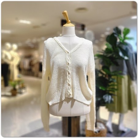 브이넥긴팔부클니트가디건