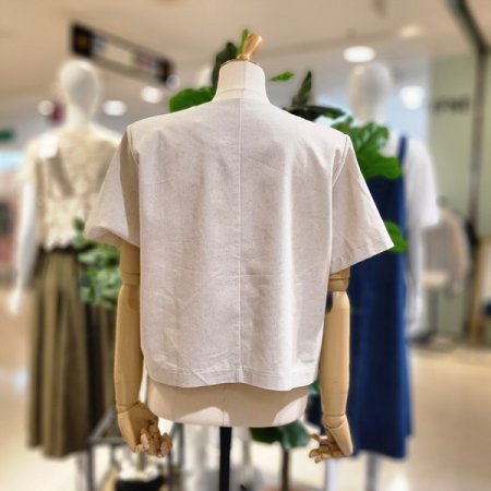 라운드넥반팔린넨자켓