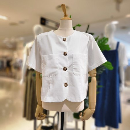 라운드넥반팔린넨자켓