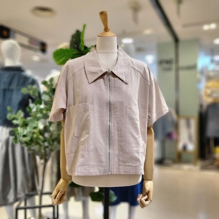 카라넥집업린넨자켓