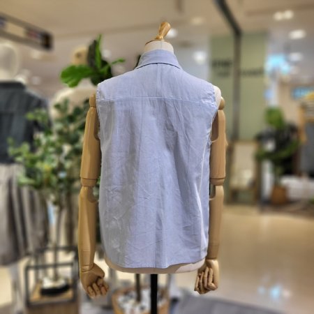 민소매자수리본린넨블라우스