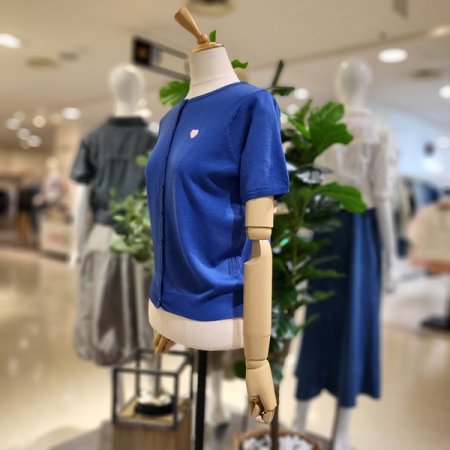 핑크하트반팔베이직가디건