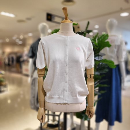 핑크하트반팔베이직가디건