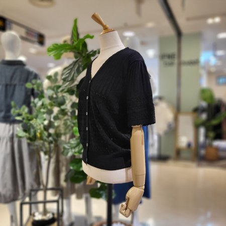 브이넥반팔시보리가디건