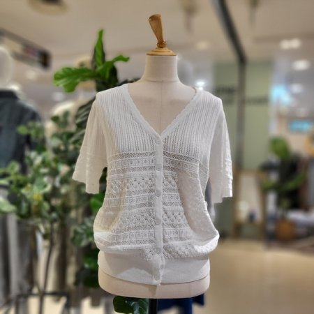 브이넥반팔시보리가디건