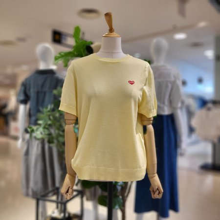 시보리넥하트반팔니트