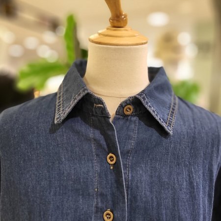 진청칼라넥셔츠블라우스