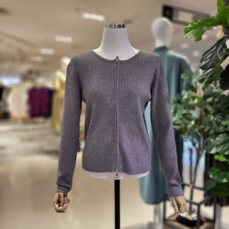 라운드넥집업니트가디건