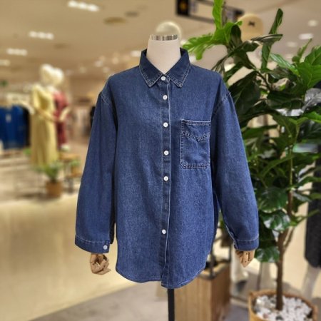 원포켓긴팔데님셔츠