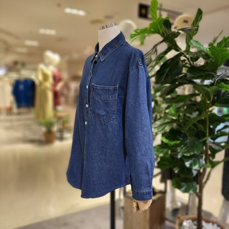 원포켓긴팔데님셔츠