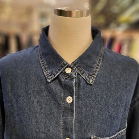 원포켓긴팔데님셔츠