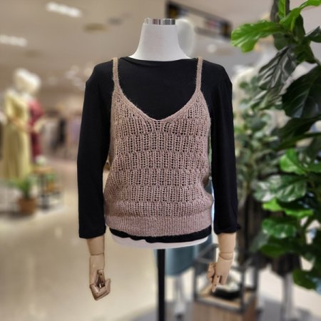 브이넥양털니트뷔스티에