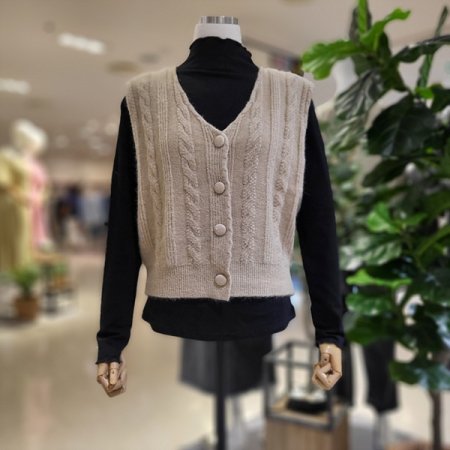 니트단추브이넥크롭조끼