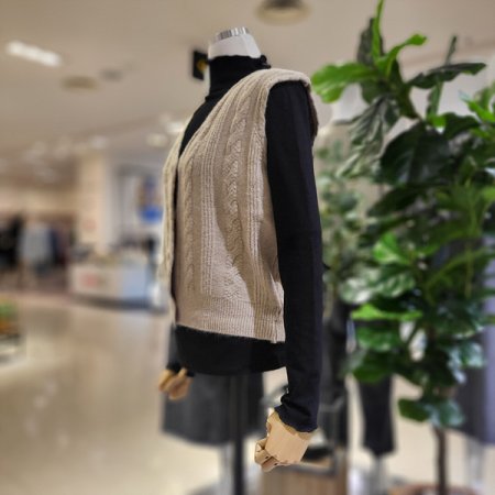 니트단추브이넥크롭조끼