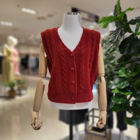 니트단추브이넥크롭조끼