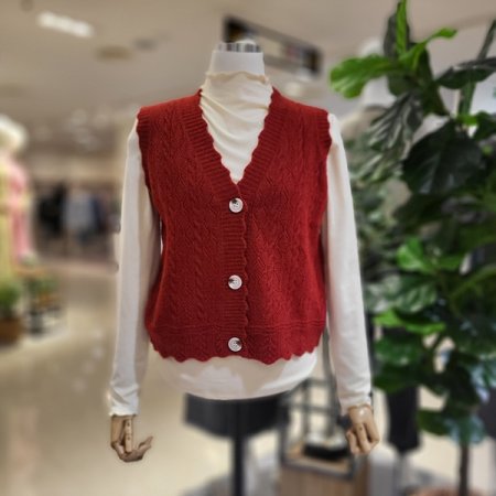 브이넥프릴크롭니트조끼