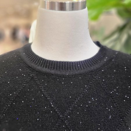 격자패턴라운드넥펄니트