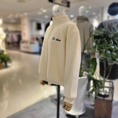 부클하이넥집업니트점퍼