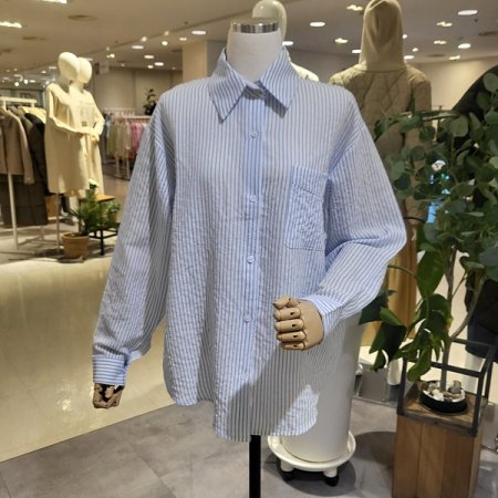 스트라이프긴팔봄블라우스