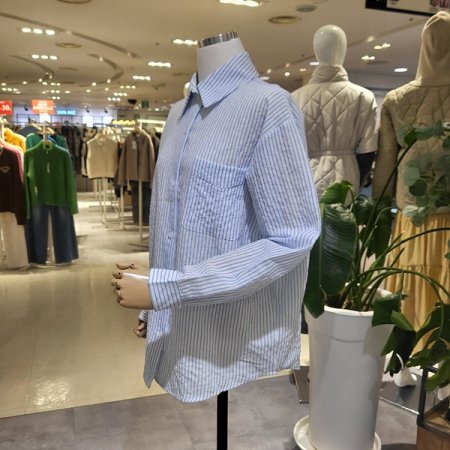 스트라이프긴팔봄블라우스