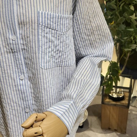 스트라이프긴팔봄블라우스