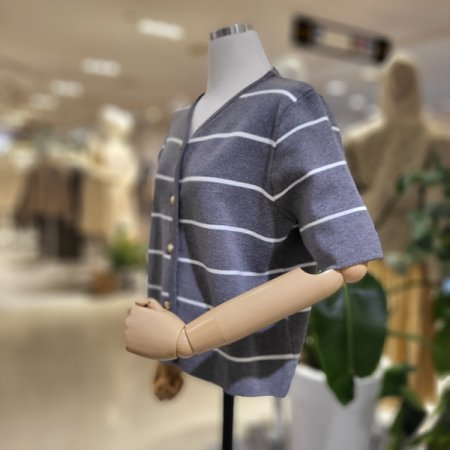 반팔스트라이프니트가디건