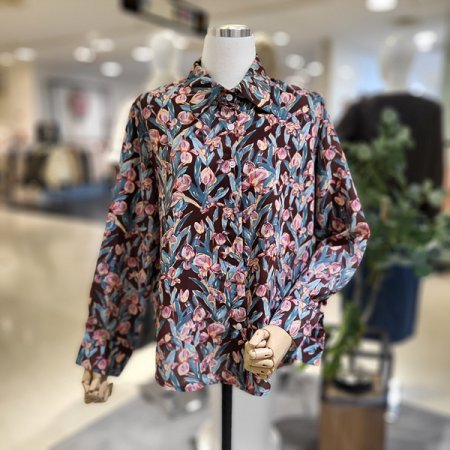 카라넥플라워셔츠블라우스