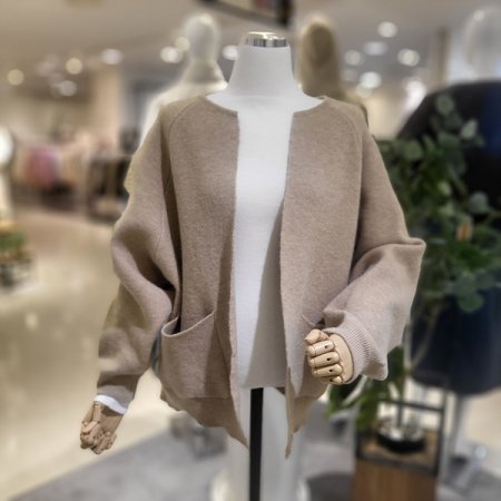 시보리소매오픈가디건