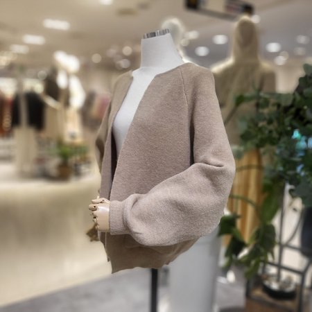 시보리소매오픈가디건