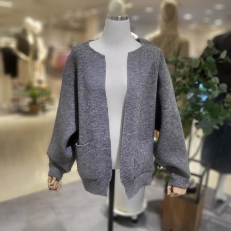 시보리소매오픈가디건