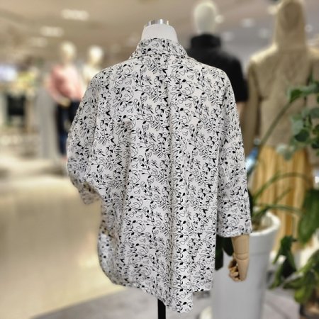 풀잎패턴브이넥8부블라우스