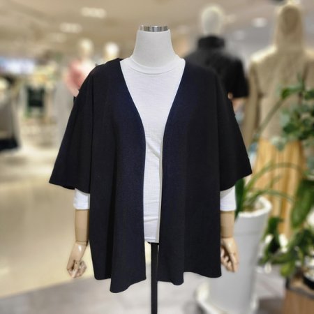 5부소매오픈형박시가디건