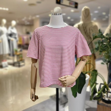 어깨핀턱단가라반팔티셔츠