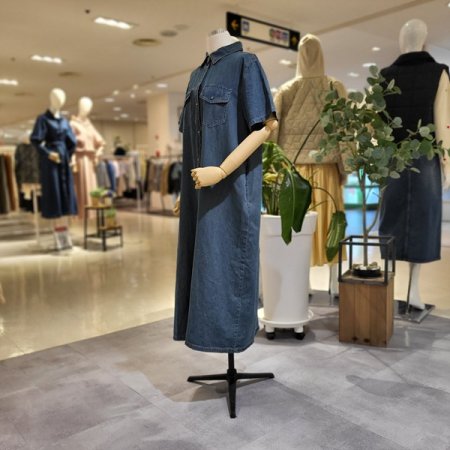 카라넥셔츠형데님원피스