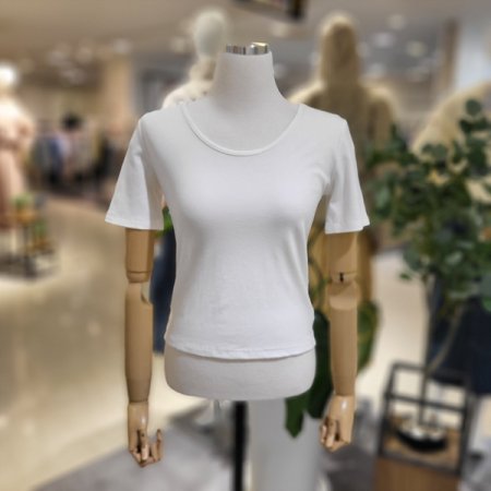 골지반팔슬림핏티셔츠